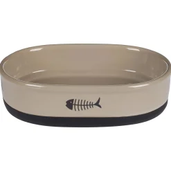 Flamingo Keramische Voer/Waterbak Auri Taupe - Kattenvoerbak