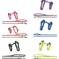 Flamingo Kittenharnas + Lijn Party - Kattentuigje - Assorti 120cm 15mm