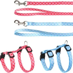 Flamingo Kittenharnas + Lijn Amsi - Kattentuigje - Assorti 15-25cm 10mm