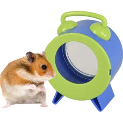 Flamingo Knaagdierenspeelgoed Bertrand Wekker - Speelgoed - 8.5x7.5x12 cm Blauw Groen