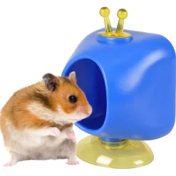 Flamingo Knaagdierenspeelgoed Betrand Tv - Speelgoed - 9x7x13 cm Blauw Wit Geel