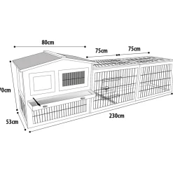 Flamingo Konijnenhok Met Ren Sunshine Jumbo - Dierenverblijf - 230x53x70 cm Bruin