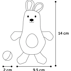 Flamingo Natural Fun Konijn - Kattenspeelgoed - 14 cm Grijs Beige