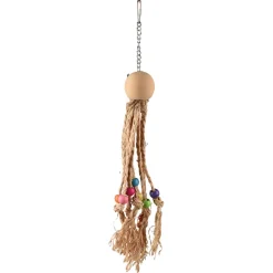 Flamingo Vogelspeelgoed Octopus Met Gekleurde Kralen - Vogelspeelgoed - 38 cm Beige