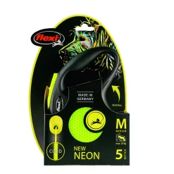 Flexi Rollijn New Classic Neon M Koord - Hondenriem - 5 m Zwart Geel M