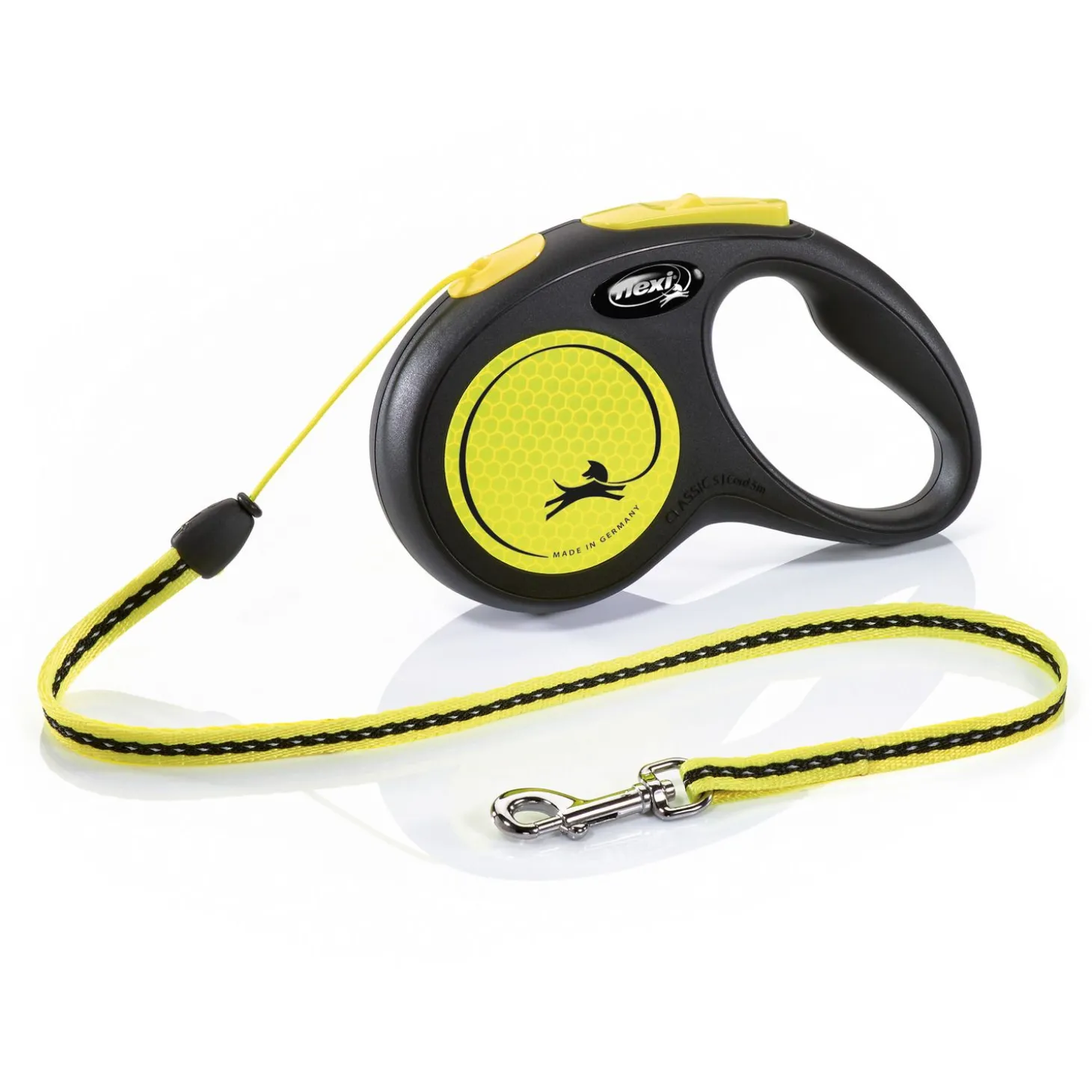 Flexi Rollijn New Classic Neon S Koord - Hondenriem - 5 m Zwart Geel S