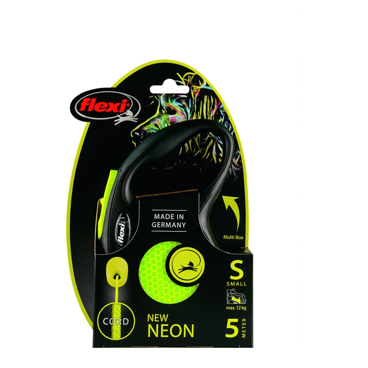 Flexi Rollijn New Classic Neon S Koord - Hondenriem - 5 m Zwart Geel S