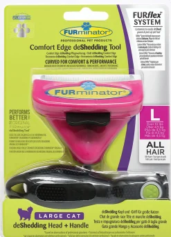 Furminator Furflex Cat Deshedding Tool Inclusief Handvat - Kattenvachtkam - 13.5x4.5x18 cm Roze Alle Haartype Large