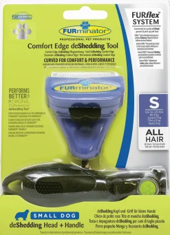 Furminator Furflex Dog Deshedding Tool Inclusief Handvat - Hondenvachtkam - 13.5x5.4x18 cm Donkerblauw Alle Haartype Small
