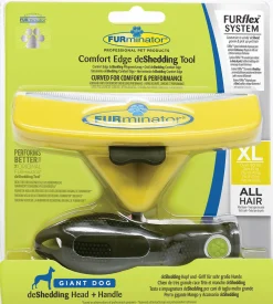 Furminator Furflex Dog Deshedding Tool Inclusief Handvat - Hondenvachtkam - 16.5x4x18 cm Geel Alle Haartype Xlarge