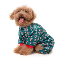 Fuzzyard Honden Pyjama  I Heart Candy Canes - Hondenkleding - Groen Size 4