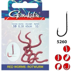 Gamakatsu Booklet Red Worm 5260r #6-0.22mm 45cm - Vishaak -