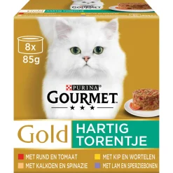 Gourmet Gold Hartig Torentje Multipack - Kattenvoer - Rund 8x85 g