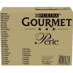 Gourmet Perle Duo - Land & Zee - Kattenvoer - Rund Kip Zalm 96x85 g
