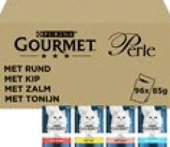 Gourmet Perle Duo - Land & Zee - Kattenvoer - Rund Kip Zalm 96x85 g