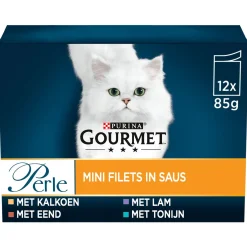 Gourmet Perle Maaltijdzakjes Mini Filets Multipack - Kattenvoer - Eend 12x85 g