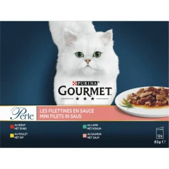 Gourmet Perle Mini Filets In Saus - Kattenvoer - Rund Kip Zalm 12x85 g