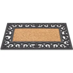 Hamat Rubbermat Kokos Rechthoek - Deurmat - 75x45 cm Bruin Zwart