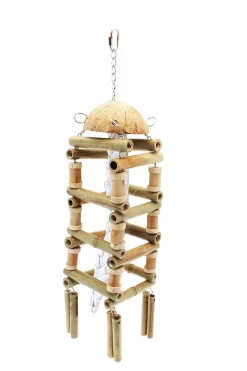 Happy Pet Vogelspeelgoed Kokosnoot Toren - Vogelspeelgoed - 69x15x15 cm
