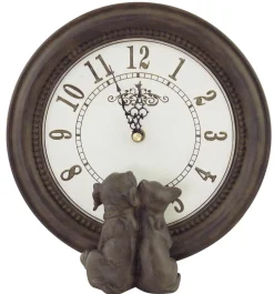 Happy-House Klok Hond En Kat - Hondencadeau - 21.5x8.5x21.5 cm Zwart