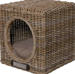 Happy-House Rieten Hocker Kubus - Hondenbank - 41x41x46 cm Natural One Size