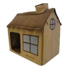 Happy-House Villa Hond/Kat - Kattenbed - 62x42x59 cm Bruin Medium