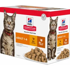 Hill's Feline Maaltijdzakjes Adult Multipack - Kattenvoer - Kip Kalkoen 12x85 g