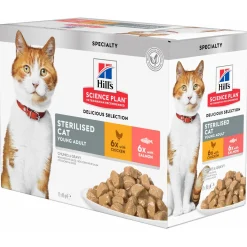Hill's Feline Maaltijdzakjes Adult Sterilised - Kattenvoer - Kip Zalm 12x85 g