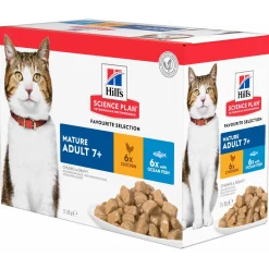 Hill's Feline Maaltijdzakjes Senior Multipack - Kattenvoer - Kip Oceaanvis 12x85 g