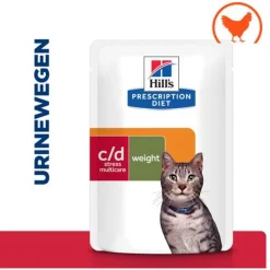 Hill's Prescription Diet C/D Urinary Stress Urinary Care + Weight Care  Maaltijdzakjes - Kattenvoer - Kip 12x85 g