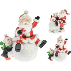 Homestyle Kerstman Op Sneeuwbal - Kerstversiering - 13x10x14 cm Assorti
