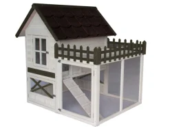 Homestyle Konijnenhok Estate - Dierenverblijf - 130x120x132 cm Wit Grijs