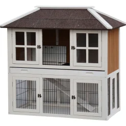 Homestyle Konijnenhok Palace - Dierenverblijf - 125x68x118 cm Wit Natural