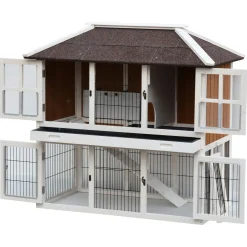 Homestyle Konijnenhok Palace - Dierenverblijf - 125x68x118 cm Wit Natural