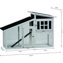 Homestyle Konijnenhok Rome - Dierenverblijf - 152x60x96 cm Wit