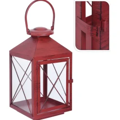 Homestyle Lantaarn Metaal - Kerstversiering - 36 cm Rood