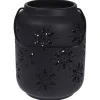 Homestyle Lantaarn Sneeuwvlok - Kerstversiering - 14x14x18.5 cm Zwart