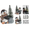 Homestyle Pinguin Met Boom En Led - Kerstversiering - 12.5x8x13.5 cm