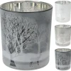 Homestyle Theelichthouder Winter - Decoratie - 9x9x10 cm Zilver Assorti