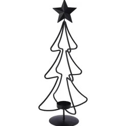 Homestyle Theelichthouder Kerstboom - Decoratie - 20x20x45 cm Zwart