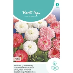 Hortitops Bellis Perennis - Madelief Monstrosa Dubbelbloemig Gemengd - Bloemenzaden - 250 mg