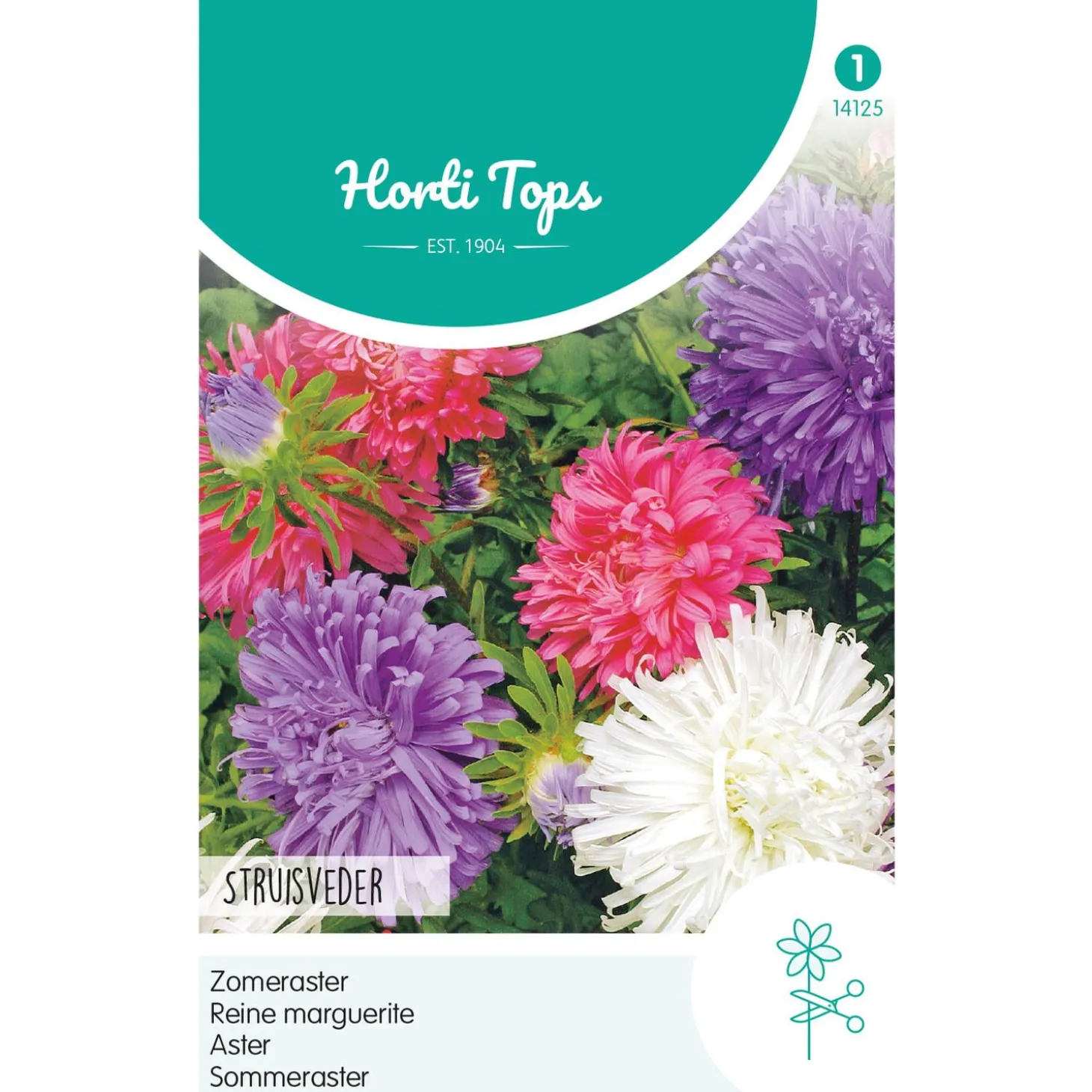 Hortitops Callistephus - Zomeraster Struisveder Gemengd - Bloemenzaden - 750 mg