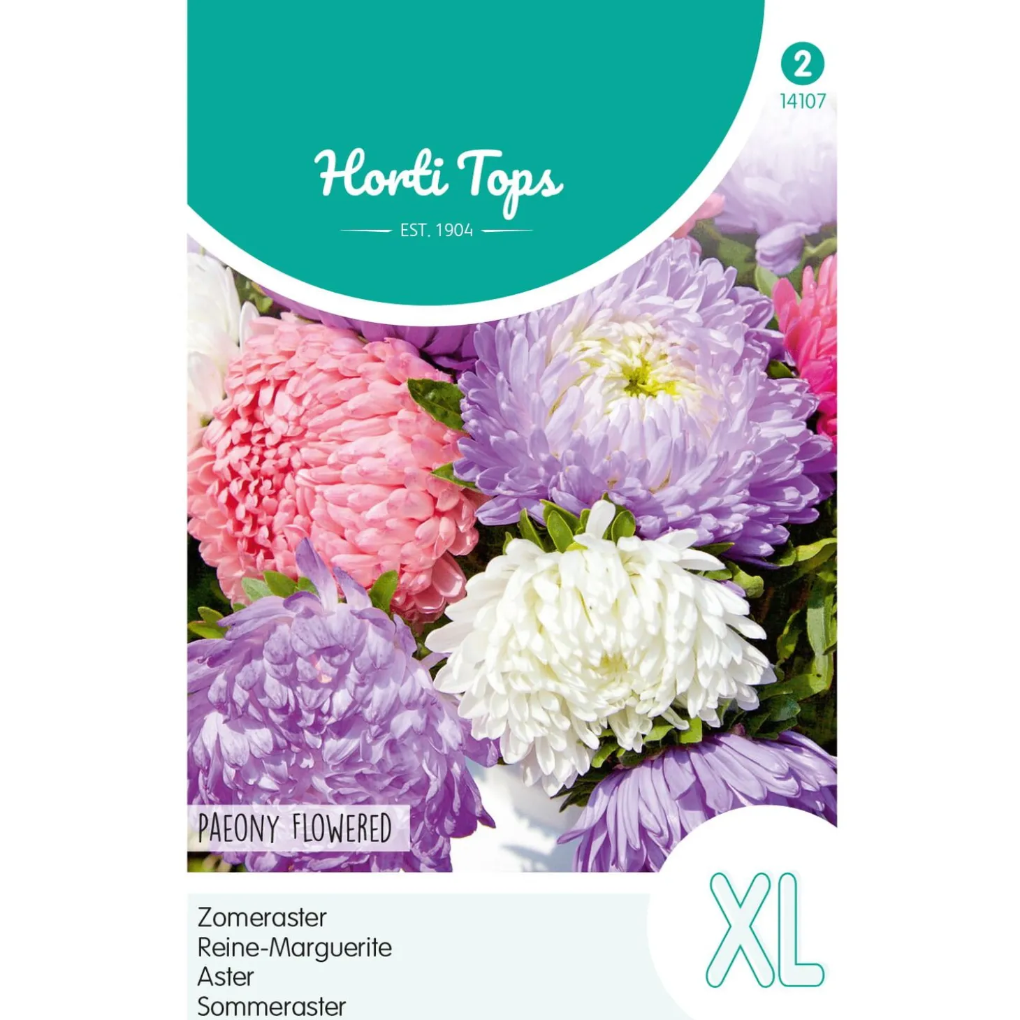 Hortitops Callistephus - Zomeraster Pioenbloemig Gemengd - Bloemenzaden - 750 mg