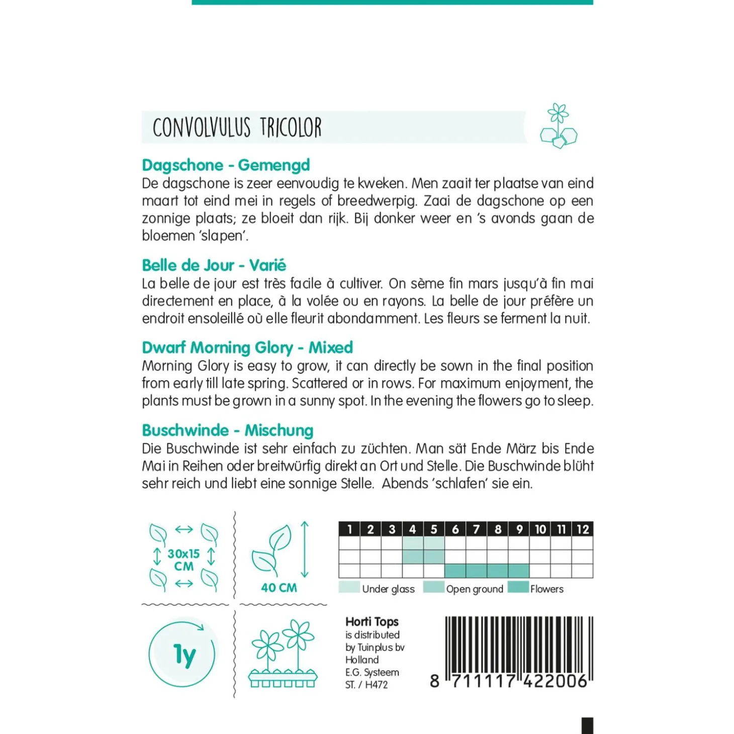 Hortitops Convolvulus - Dagschone Gemengd - Bloemenzaden - 1.5 g