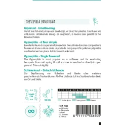 Hortitops Gypsophila - Gipskruid Enkelbloemig Wit - Bloemenzaden - 500 mg