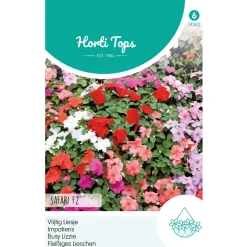 Hortitops Impatiens - Vlijtig Liesje Safari F2 Gemengd - Bloemenzaden - 125 stuks