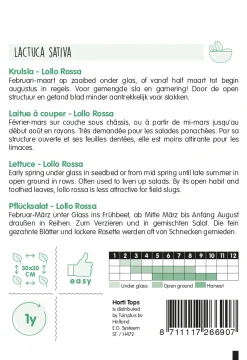 Hortitops Krulsla Lollo Rossa - Groentezaden - 2 g