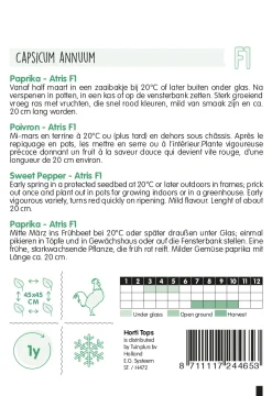 Hortitops Paprika Atris F1 - Rode Koehoorn (Wordt Rossano) - Groentezaden - 8 stuks