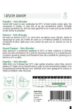 Hortitops Paprika Yolo Wonder - Groentezaden - 1.5 g
