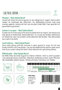 Hortitops Pluksla - Red Salad Bowl - Eikenbladsla - Groentezaden - 2 g
